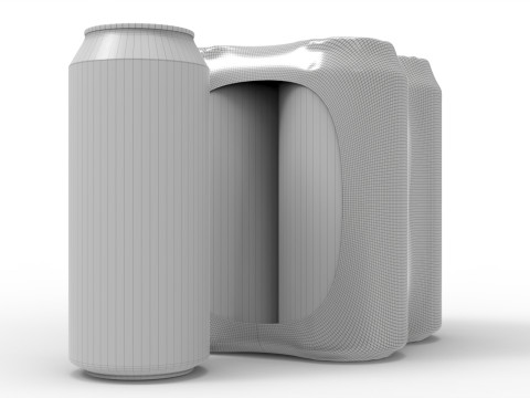 Four pack packaging beverage soda cans 1000ml 3D Model