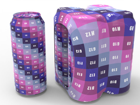Four pack packaging beverage soda cans 1000ml 3D Model