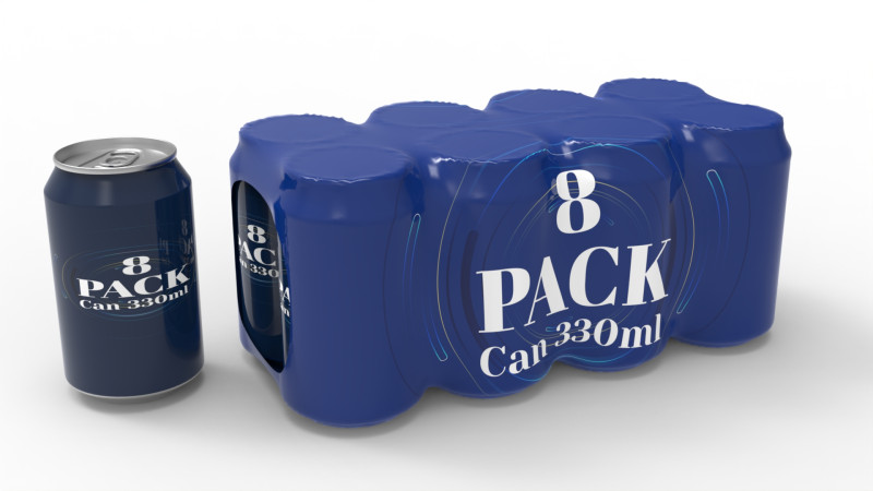Eight pack packaging beverage soda cans 330ml 3D Model .c4d .max .obj .3ds .fbx .stl .blend 