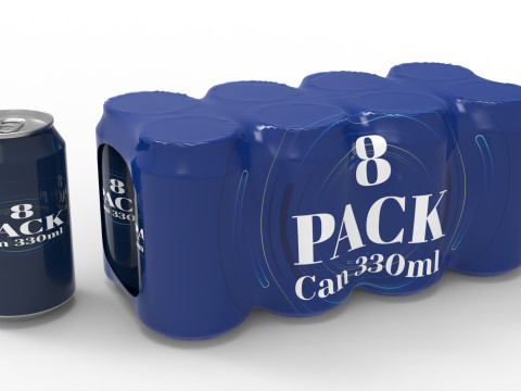 Eight pack packaging beverage soda cans 330ml 3Dモデル