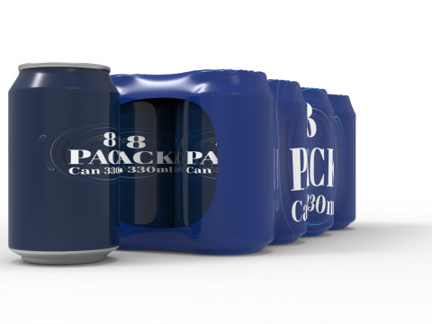 Eight pack packaging beverage soda cans 330ml 3D Model
