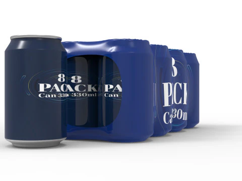 Eight pack packaging beverage soda cans 330ml 3D Model