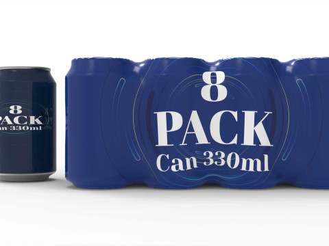 Eight pack packaging beverage soda cans 330ml 3D Model