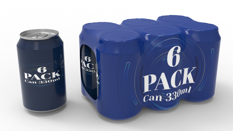Six pack packaging beverage soda cans 330ml Modelo 3D .c4d .max .obj .3ds .fbx .stl .blend 