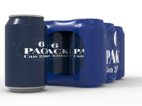 Six pack packaging beverage soda cans 330ml Modelo 3D