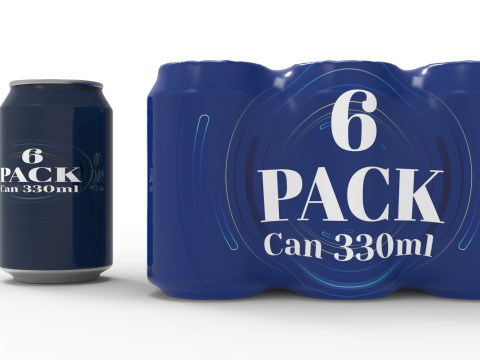 Six pack packaging beverage soda cans 330ml Modelo 3D