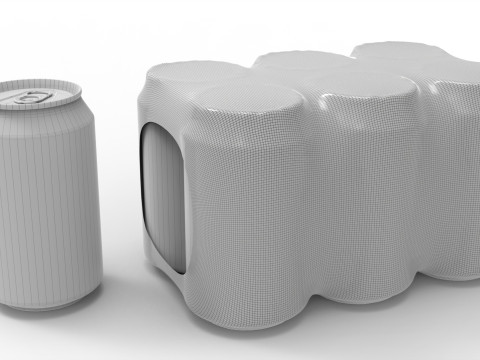 Six pack packaging beverage soda cans 330ml Modelo 3D