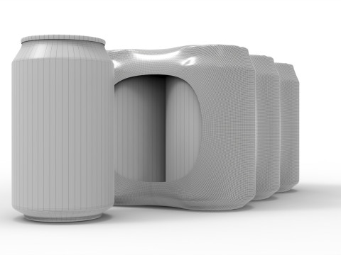Six pack packaging beverage soda cans 330ml Modelo 3D