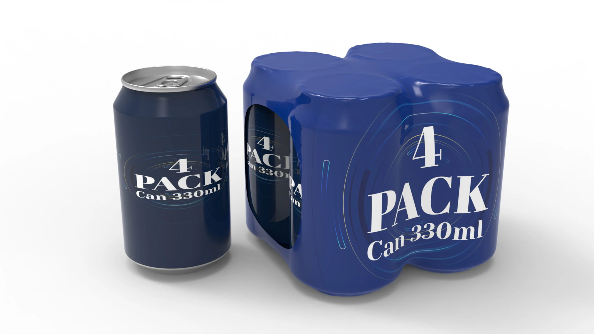 Four pack packaging beverage soda cans 330ml 3D Model .c4d .max .obj .3ds .fbx .stl .blend 