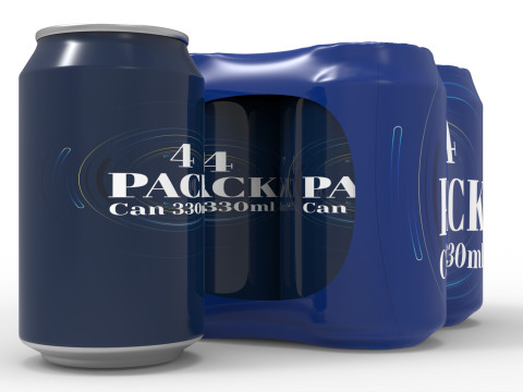Four pack packaging beverage soda cans 330ml 3D 模型