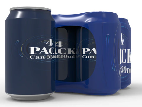 Four pack packaging beverage soda cans 330ml 3D Model