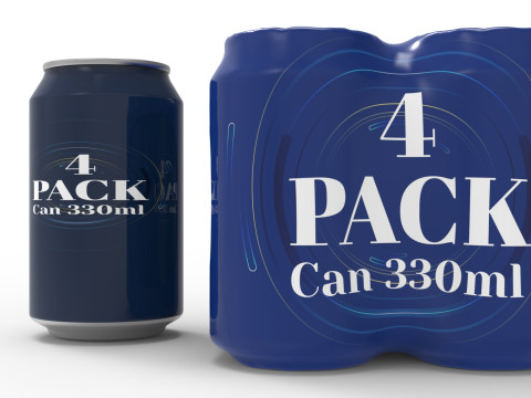 Four pack packaging beverage soda cans 330ml 3D 模型