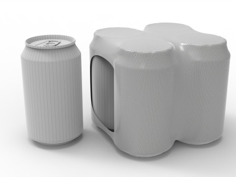 Four pack packaging beverage soda cans 330ml 3D 模型