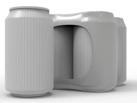 Four pack packaging beverage soda cans 330ml 3D Model