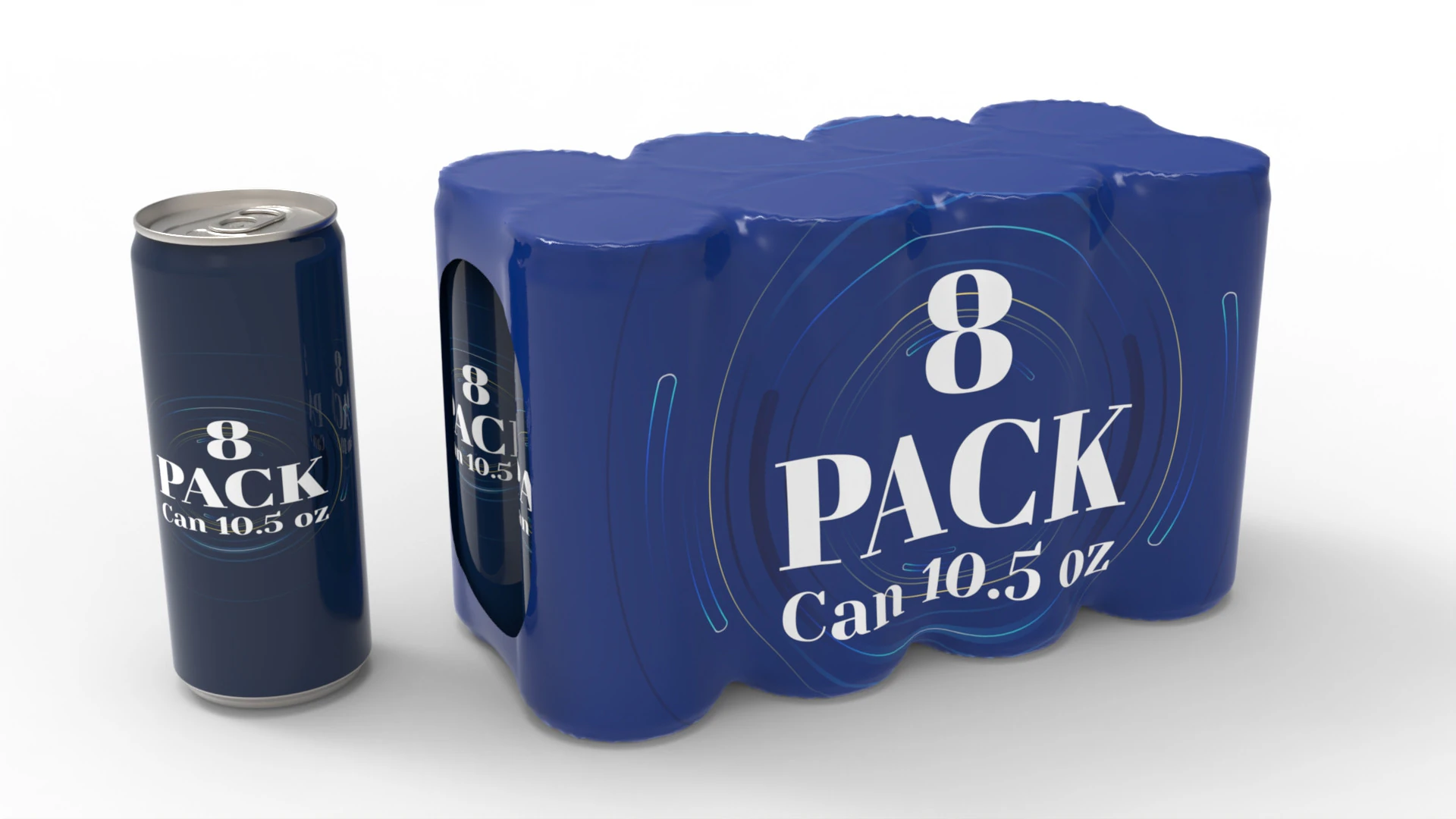 Eight pack packaging beverage soda cans 10-5oz 3D Model .c4d .max .obj .3ds .fbx .stl .blend 