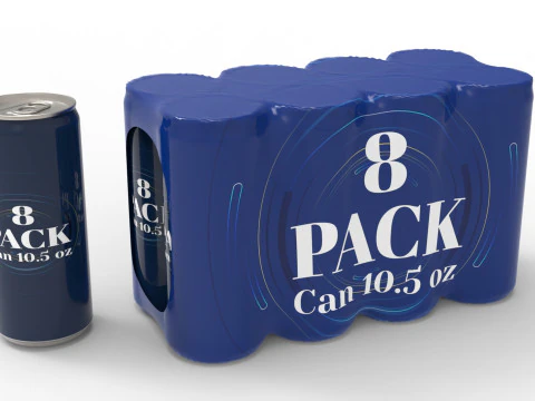 Confezione da otto lattine per bevande, confezione da 10-5 once Modello 3D
