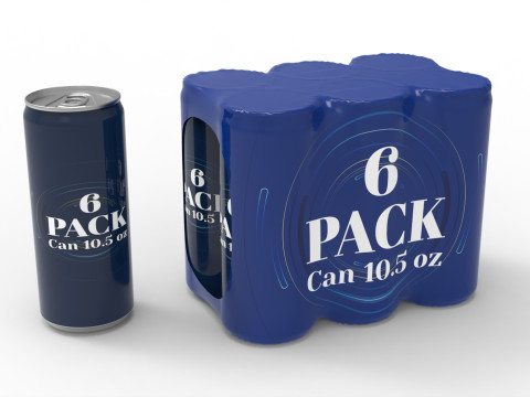 Six pack packaging beverage soda cans 10-5oz - 310ml 3Dモデル