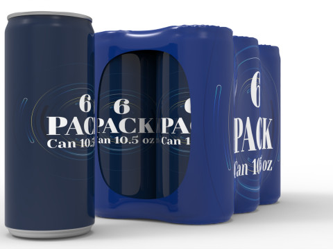 Six pack packaging beverage soda cans 10-5oz - 310ml 3D Model