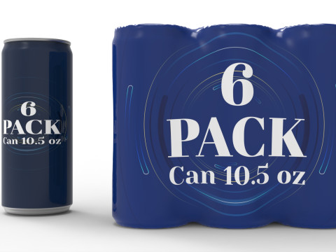 Six pack packaging beverage soda cans 10-5oz - 310ml 3D Model