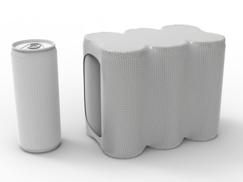 Six pack packaging beverage soda cans 10-5oz - 310ml 3D Model
