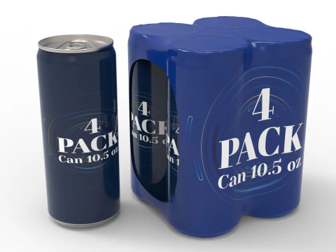 4 パック包装飲料ソーダ缶 10-5 オンス - 310 ml 3Dモデル