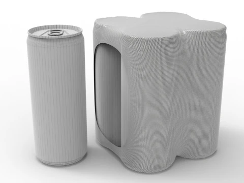 Four pack packaging beverage soda cans 10-5oz - 310ml 3D Model