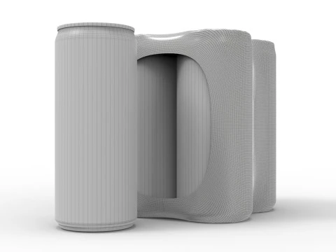 Four pack packaging beverage soda cans 10-5oz - 310ml 3D Model