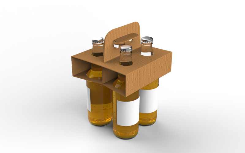 Four-Bottle Beer Packaging Box Holder 3D मॉडल .c4d .max .obj .3ds .fbx .stl .blend 