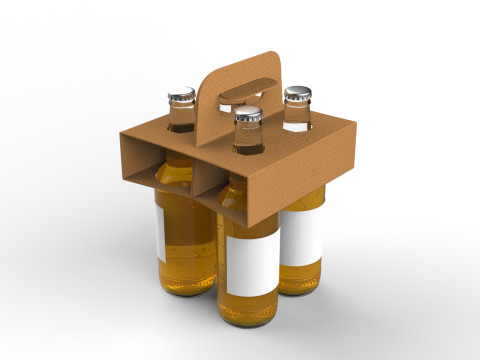 Four-Bottle Beer Packaging Box Holder 3D 모델