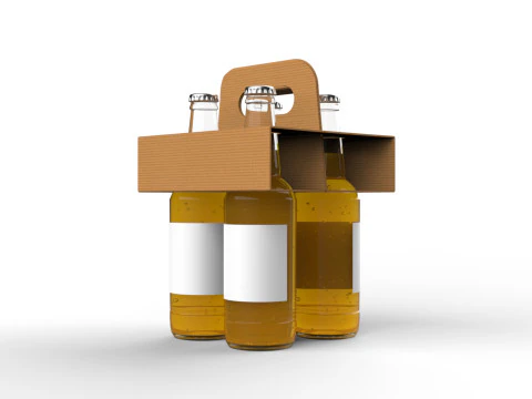 Four-Bottle Beer Packaging Box Holder 3D Model