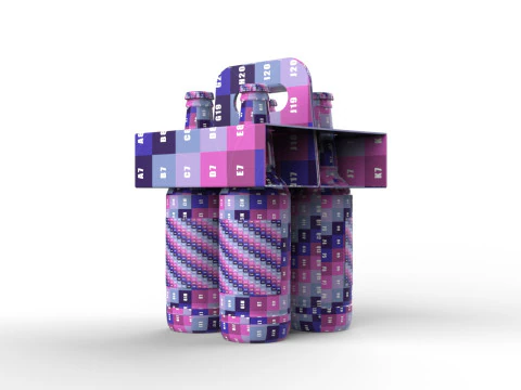 Four-Bottle Beer Packaging Box Holder 3D Model