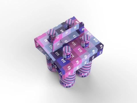 Four-Bottle Beer Packaging Box Holder 3D Model