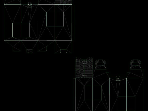 Packaging box for two bottle 135x135x265mm 3D Model