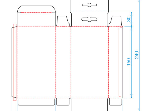 Packaging box with hang hole 80x30x150mm 3D-Modell