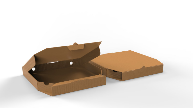 Pizza Cardboard Box Open and Close 375x375x50mm DIE-CUT IN FILES 3D Модель .c4d .max .obj .3ds .fbx .stl .blend 