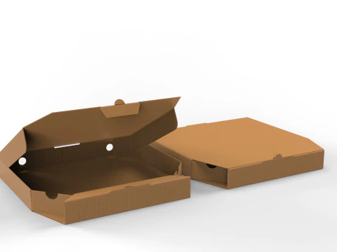 Pizza Karton Kutu A&ccedil;ılır Kapanır 375x375x50mm KESİMLİ DOSYALAR 3D Model