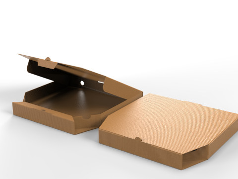 Pizza Cardboard Box Open and Close 375x375x50mm DIE-CUT IN FILES 3D Модель