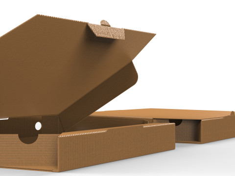 Pizza Cardboard Box Open and Close 375x375x50mm DIE-CUT IN FILES 3D Модель