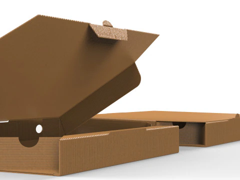 Pizza Cardboard Box Open and Close 375x375x50mm DIE-CUT IN FILES 3D Model