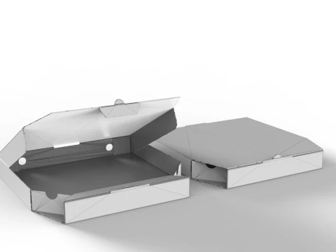 Pizza Cardboard Box Open and Close 375x375x50mm DIE-CUT IN FILES 3D Model