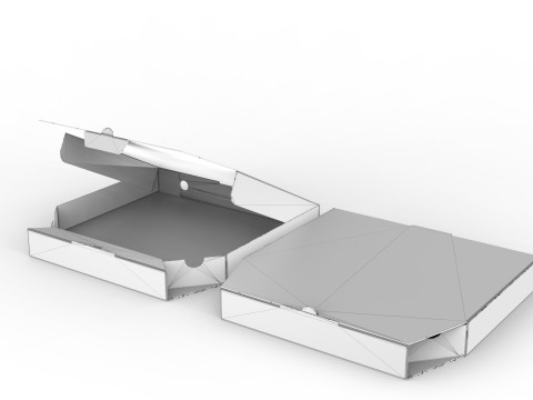 Pizza Cardboard Box Open and Close 375x375x50mm DIE-CUT IN FILES 3D Модель