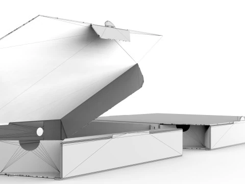 Pizza Cardboard Box Open and Close 375x375x50mm DIE-CUT IN FILES 3D Model