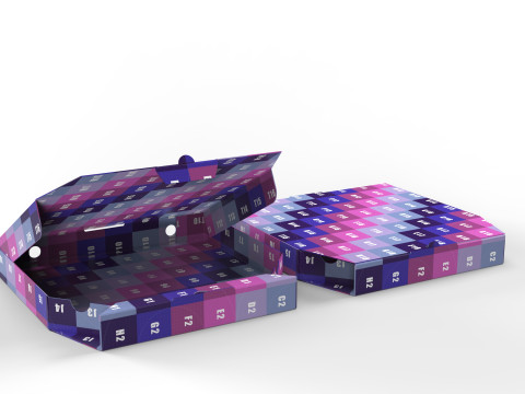 Pizza Cardboard Box Open and Close 375x375x50mm DIE-CUT IN FILES 3D Модель