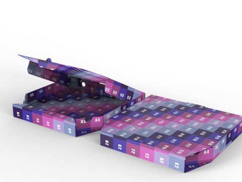 Pizza Cardboard Box Open and Close 375x375x50mm DIE-CUT IN FILES 3D Модель
