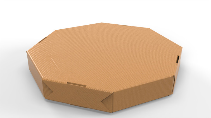Octagon Cardboard Pizza Box 350x350x50mm with DIE-CUT IN FILES 3D 模型 .c4d .max .obj .3ds .fbx .stl .blend 