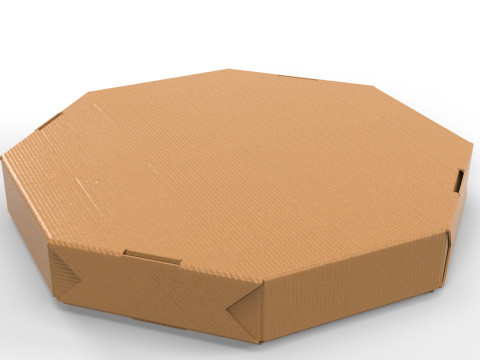 Octagon Cardboard Pizza Box 350x350x50mm with DIE-CUT IN FILES 3D Model