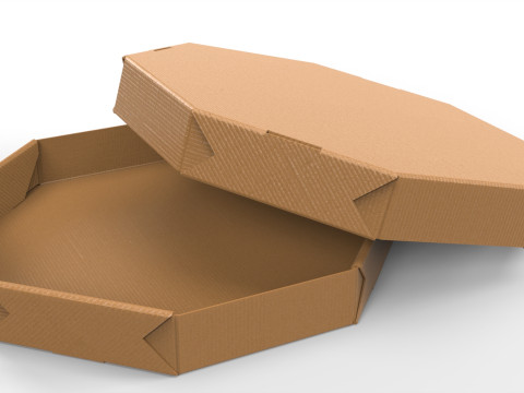 Octagon Cardboard Pizza Box 350x350x50mm with DIE-CUT IN FILES 3D 模型