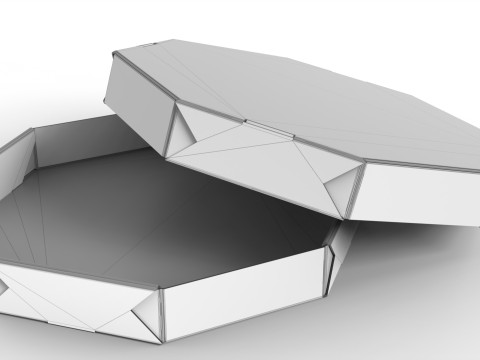 Octagon Cardboard Pizza Box 350x350x50mm with DIE-CUT IN FILES 3D 模型