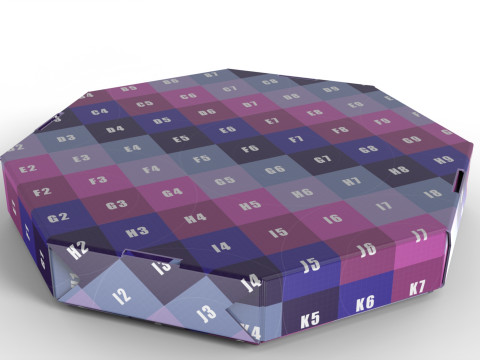 Octagon Cardboard Pizza Box 350x350x50mm with DIE-CUT IN FILES 3D 模型