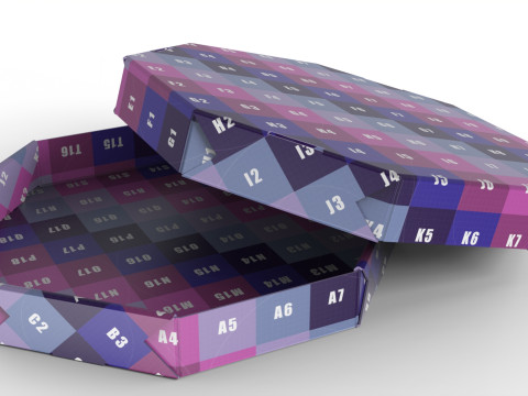 Octagon Cardboard Pizza Box 350x350x50mm with DIE-CUT IN FILES 3D 模型